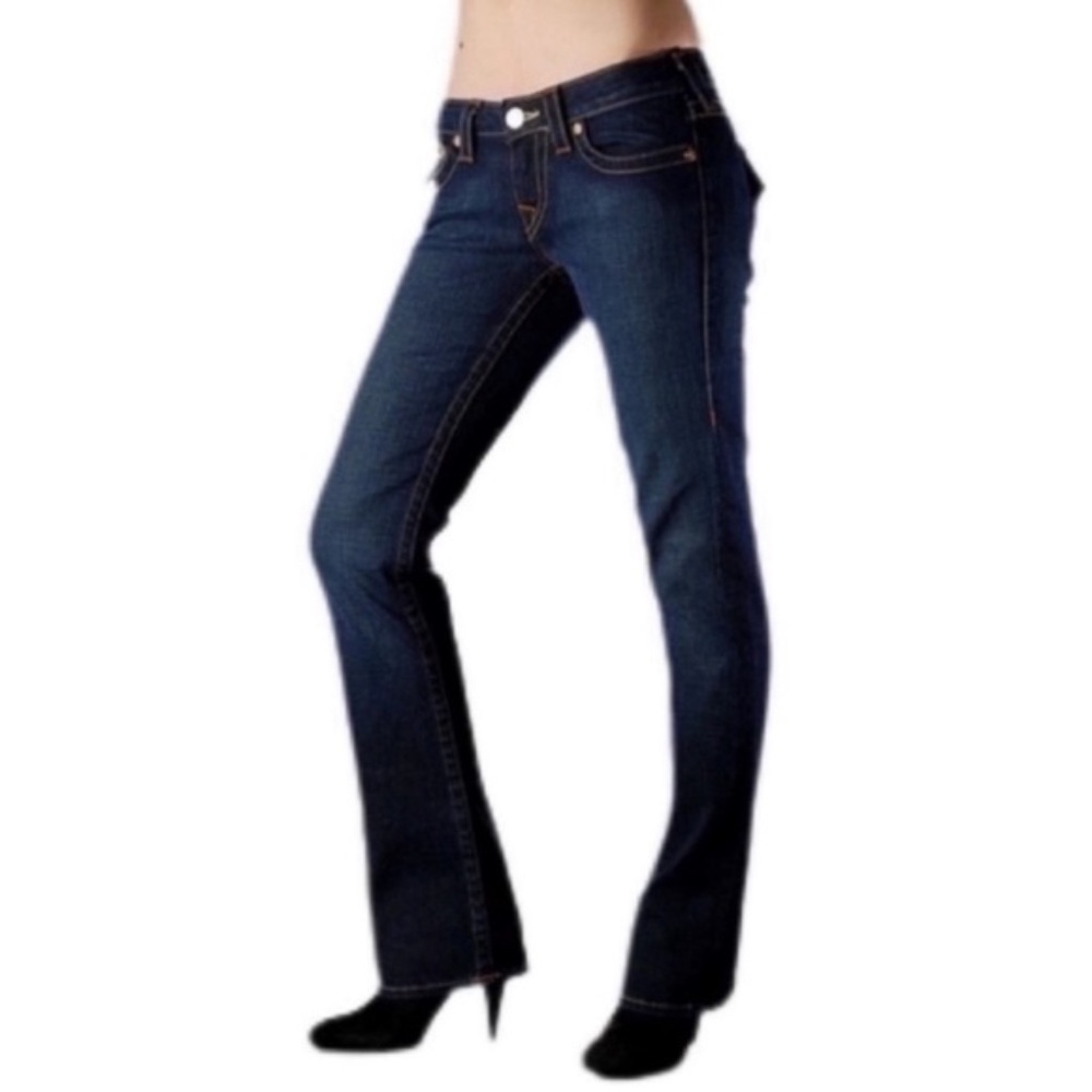 True Religion Blue Disco Billy Jeans Swarovski Crystal Low Rise Flap Pocket 26 - Picture 13 of 13
